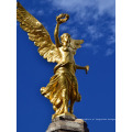 bronze fundição famoso grande decoração ao ar livre estátua de anjo dourado